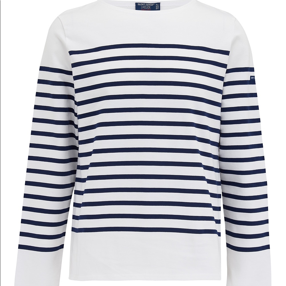 SAINT JAMES NAVAL MEN’S STRIPED LONG-SLEEVED TOP WHITE/NAVY